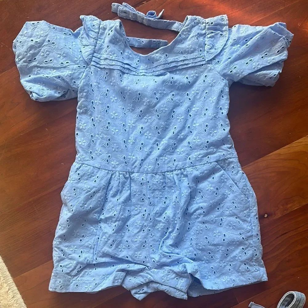 Janie and Jack Blue Eyelet Jumpsuit